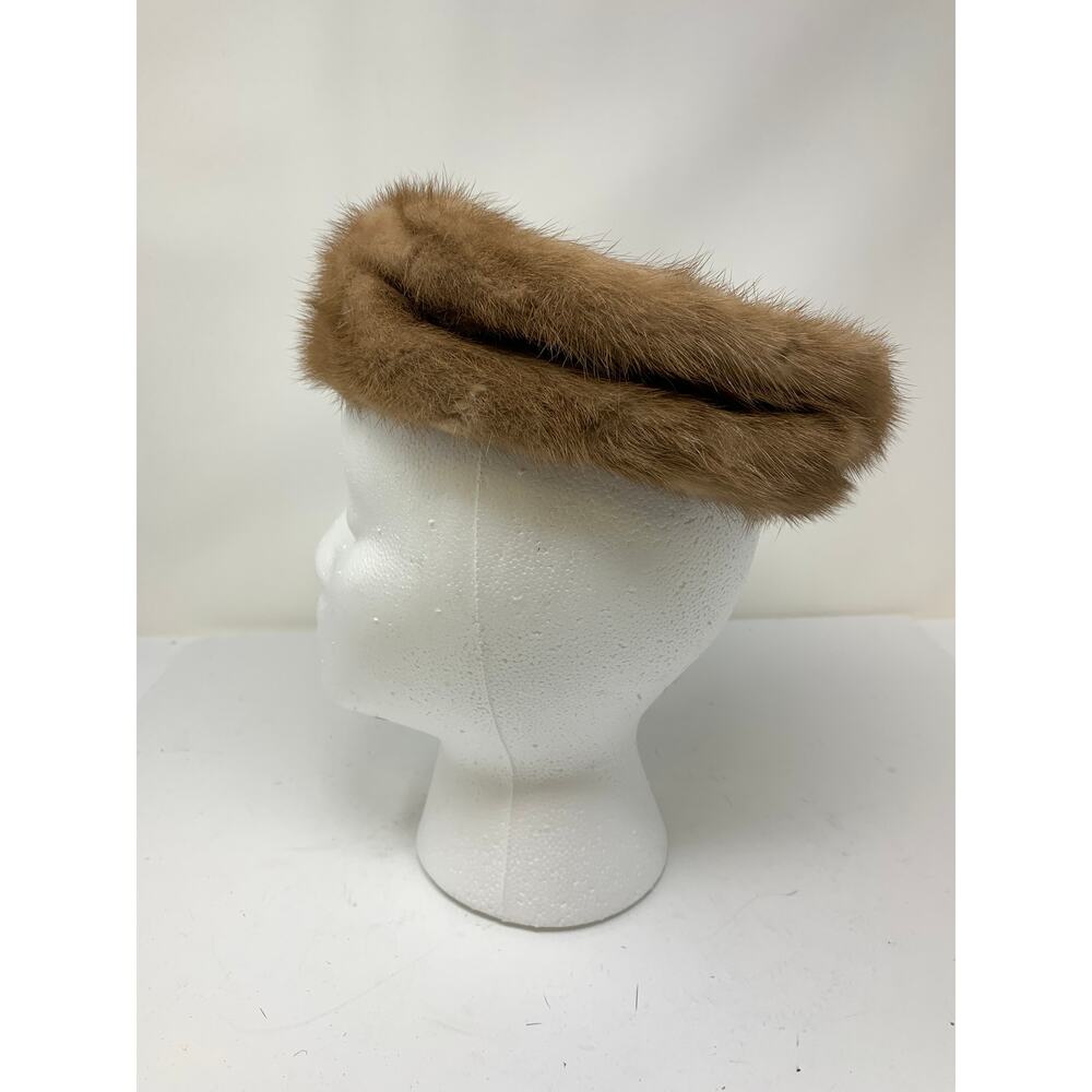 Vintage Unbranded Pillbox Fur Hat Brown *FLAWS READ - Picture 2 of 6
